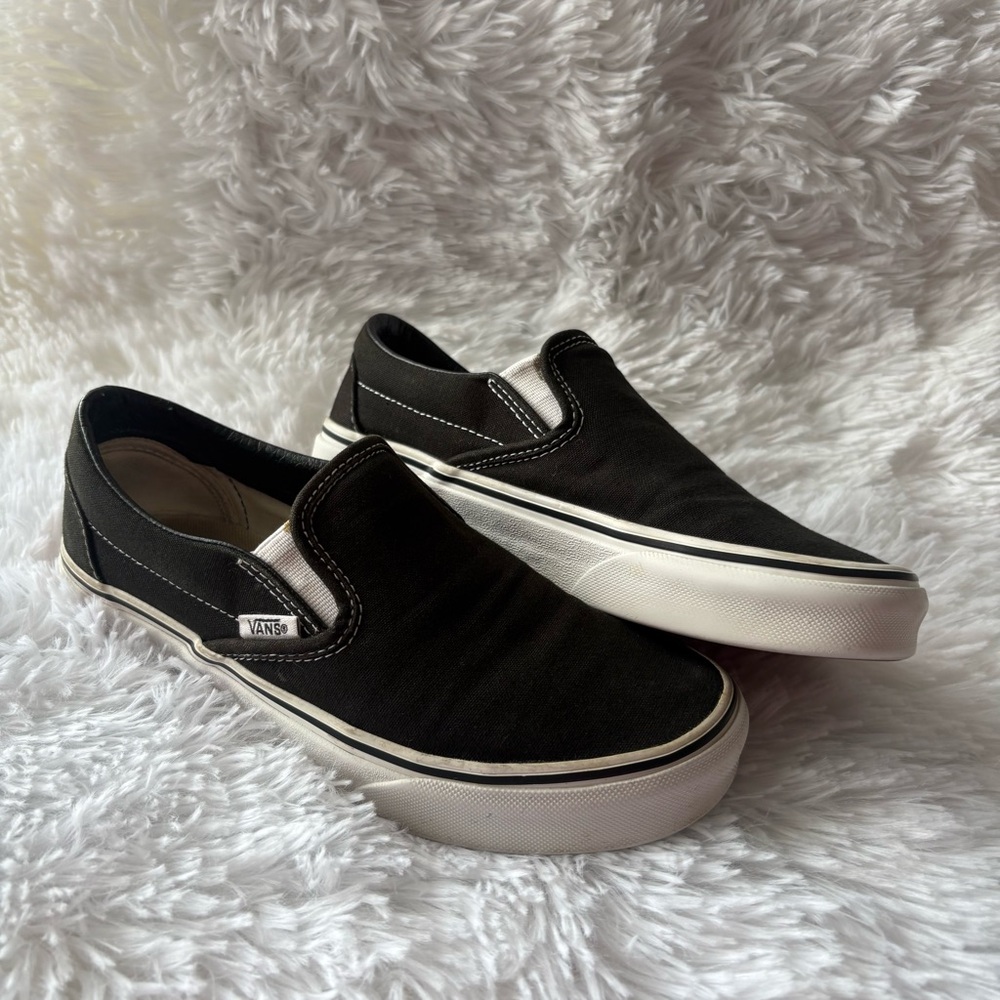 Vans Black & White Slip-On Shoes